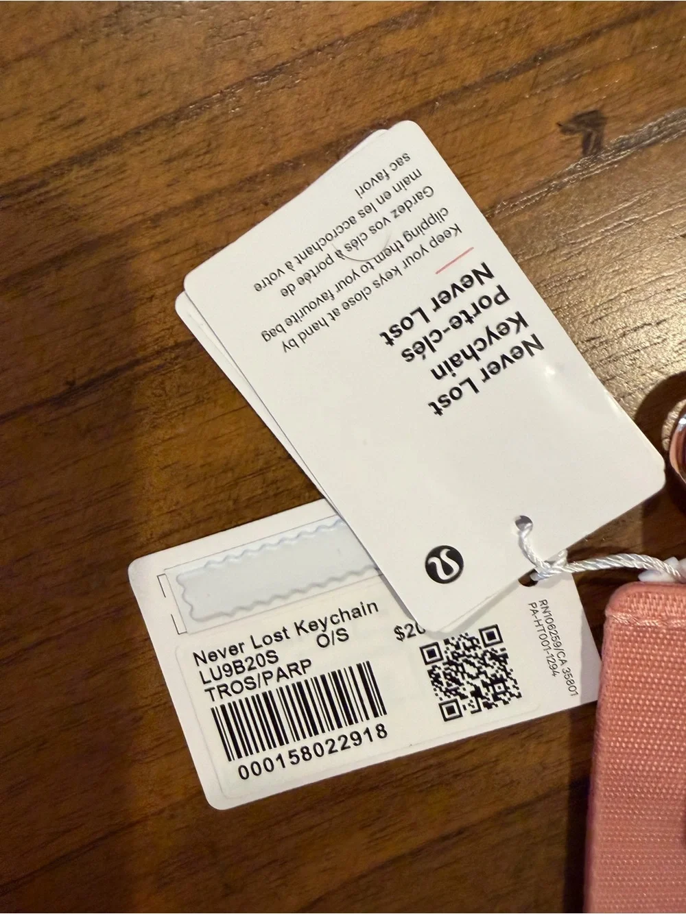 lululemon athletica Pink Wristlet Key & Card Holder with Rose Gold Clip